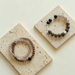 925 Sterling Silver Smoky Quartz Energy Bracelet – Double Strand - floysun