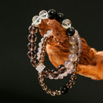 925 Sterling Silver Smoky Quartz Energy Bracelet – Double Strand - floysun