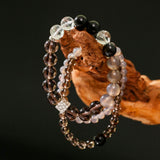 925 Sterling Silver Smoky Quartz Energy Bracelet – Double Strand - floysun