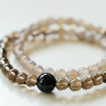 925 Sterling Silver Smoky Quartz Energy Bracelet – Double Strand - floysun