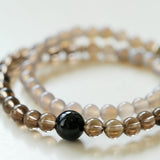 925 Sterling Silver Smoky Quartz Energy Bracelet – Double Strand - floysun
