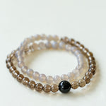 925 Sterling Silver Smoky Quartz Energy Bracelet – Double Strand - floysun