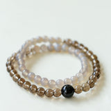 925 Sterling Silver Smoky Quartz Energy Bracelet – Double Strand - floysun