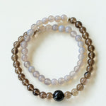 925 Sterling Silver Smoky Quartz Energy Bracelet – Double Strand - floysun