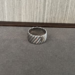 925 Sterling Silver Striped Wide Band Ring Minimalist Statement Jewelry - floysun
