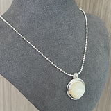 925 Sterling Silver White Mother of Pearl Moon Pendant Necklace - floysun