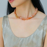 Smooth Round Sunstone Beaded Choker Necklace