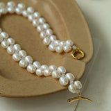 Double Layer Braided Freshwater Pearl Necklace OT Choker