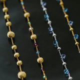 Italian Brushed Gold Bead & Swarovski Crystal Bracelet