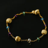 Italian Brushed Gold Bead & Swarovski Crystal Bracelet