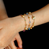 Italian Brushed Gold Bead & Swarovski Crystal Bracelet