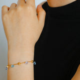 Italian Brushed Gold Bead & Swarovski Crystal Bracelet