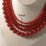 Red Agate Beaded Necklaces 4mm/6mm/8mm/10mm/12mm