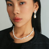 Handwoven Baroque Wrapped Pearl Earrings - Short