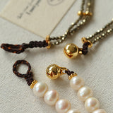 French Vintage Faceted Gemstone Double-Layer Gold Ore Necklace