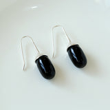 Red Black Agate White Crystal Ear Hooks Drop Earrings