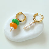 Asymmetric Natural Stone and Pearl Earrings