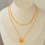 Geometric Layered Necklace with Sculptural Pendant – 18K Gold Vermeil