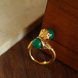 Gilded Bud Green Agate Statement Ring