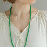 Elastic Necklace with Zirconia and Green Agate Beads