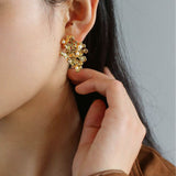 Vintage Asymmetry Flower Pearl Earrings