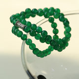 Elastic Bracelet with Zirconia and Green Agate Beads