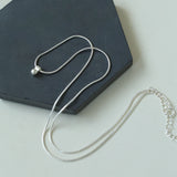 Minimalist Frosted Single Silver Ball Pendant Necklace