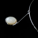 Minimalist White Mother of Pearl Pendant Collar