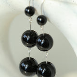 Gradient Black Agate 925 Silver Dangle Earring