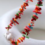 Irregular Multicolor Gemstone Baroque Pearl Necklace