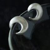 Matte Sterling Silver Series Frosted Moon Bud Simple Stud Earrings