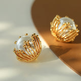 Stamen Artificial Pearls Stud Earrings