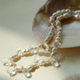 White Crystal Spliced Pearl Necklace