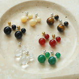 Red Agate Double Ball Earrings