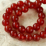 Vintage Red Agate 12mm Round Beaded Necklace