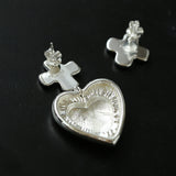 Asymmetrical Heart Cross Pendant Earring