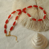 Red Agate Starfish Beaded Necklace