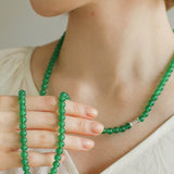 Elastic Necklace with Zirconia and Green Agate Beads