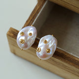 Artisanal Baroque Pearls Earrings-Gold