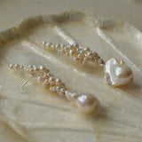 Handwoven Baroque Wrapped Long Pearl Drop Earrings