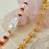 Colorful Beads & Baroque Pearls Twisted Chain Necklace