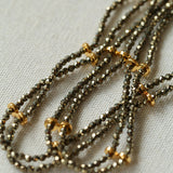 French Vintage Faceted Gemstone Double-Layer Gold Ore Necklace