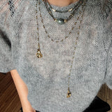 French Vintage Faceted Gemstone Double-Layer Gold Ore Necklace