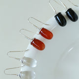 Red Black Agate White Crystal Ear Hooks Drop Earrings