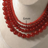 Red Agate Beaded Necklaces 4mm/6mm/8mm/10mm/12mm