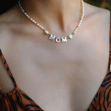White Mother of Pearl Custom Name Pearl Necklace