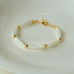 Artisanal White Mother-of-Pearl Beaded Bracelet