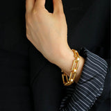 Retro Frosted Square Chain Bracelet - Gold