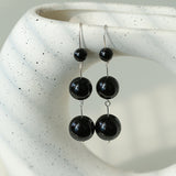 Gradient Black Agate 925 Silver Dangle Earring