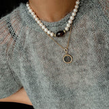 French Vintage Faceted Gemstone Pearl Necklace